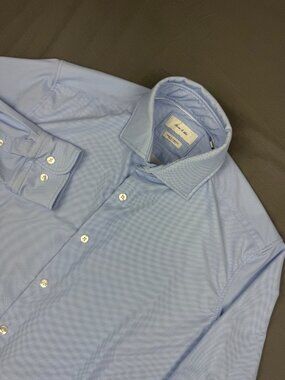 Porter & Ash Kinetic Stretch Shirt Mens Medium Light Blue Long Sleeve Button Up